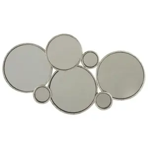J-LINE Miroir Mural Design "6 Ronds" 57cm Argent pas cher