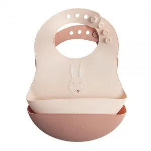 Trixie Lot De 2 Bavoirs Avec Récupérateur En Silicone Mrs. Rabbit pas cher