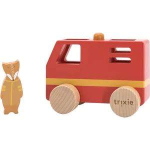 Trixie Petit Camion De Pompier En Bois Avec Animaux - Rouge pas cher