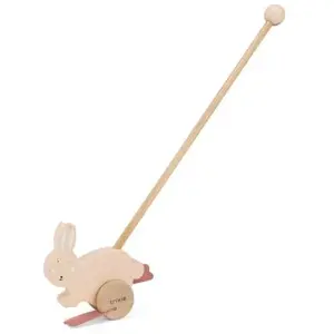 Jouet à pousser en bois - FSC Mrs Rabbit - Rose - Trixie pas cher
