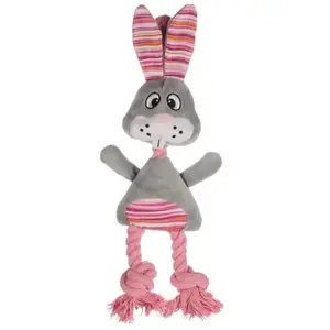 FLAMINGO JCHIEN PIENO Lapin en Peluche + Corde Gris 42CM pas cher