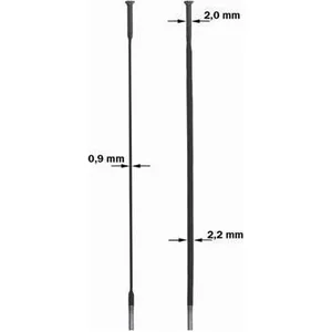 Rayon Inox Noir Plat 2mm Sapim Tete Droite Avec Ecrous - A L'unité Longueur Au Choix 254mm pas cher