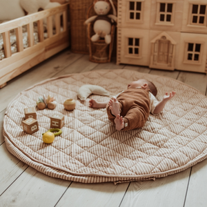 Tapis de jeu 2 en 1 Noomad Organic Soft Stripes Brown