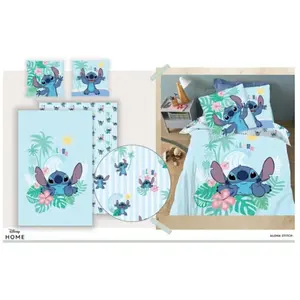 Parure de Lit - Disney - Stitch Palm Tree - Housse de Couette 140x200 cm - Taie doreiller 65x65 cm - OEKO-TEX pas cher