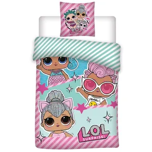 AYMAX Parure de lit réversible Poupées lol Surprise - 3 Poupées - 140 cm x 200 cm pas cher