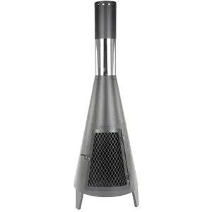 Cheminée de jardin - MAXXGARDEN - Brasero Atlanta Ø40x119 cm - Bois et pierres de lave - NoirVendu parbol
