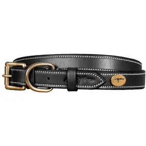 Dyon Hondenhalsband - XL - Leder - Zwart - Hondenriem