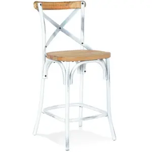ALTER EGO Tabouret snack mi-hauteur 'COTTAGE MINI' en bois finition Noyer effet vieilli pas cher