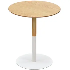 ALTER EGO Table d'appoint ronde 'DILA H45' en bois finition naturelle et métal blanc pas cher