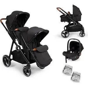 Baninni 4-en-1 Poussette Double avec Siège d’Auto Luiz Noir
