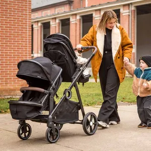 Baninni Luiz XL Duo Kinderwagen Zwart   Innovatieve Oplossing met Extra Ruime, Convertibele Zitjes van Geboorte tot 22 kg