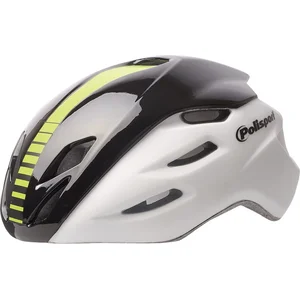 Polisport helm Aero Road mat wit/glans zwart/geel M 55-58cm pas cher