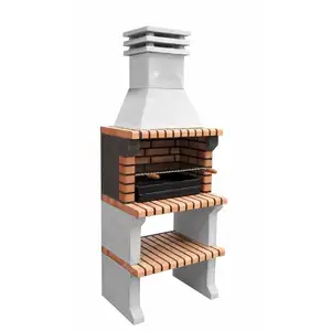 MAESTRO FERRETERO Barbecue préfabriqué à bois et charbon de bois Modèle Liz xl (Gris, Orange - 455 x 76 x 58 cm) ref : 3412/4 - Movelar