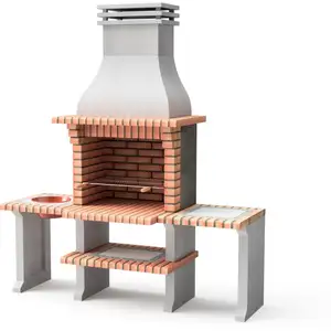 MAESTRO FERRETERO Movelar - Barbecue préfabriqué à bois et charbon de bois Modèle New Azores Plus xl (Gris, Orange - 210 x 81 x 250 cm) ref : 3509/4 - Utilisation