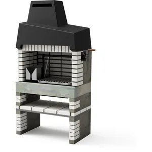 MAESTRO FERRETERO Movelar - Barbecue préfabriqué à bois et charbon de bois Modèle California Plus xl (Gris Blanc - 935 x 110 x 64 cm) ref : M00061