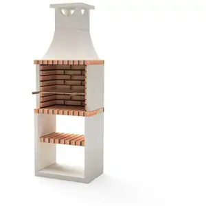 MAESTRO FERRETERO Barbecue préfabriqué à bois et charbon de bois Modèle Nola Plus (Blanc, Orange - 70 x 47 x 221 cm) ref : M00138 - Usage Extérieur - Movelar