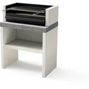 MAESTRO FERRETERO Tuozi - Barbecue de Construction à Bois et Charbon Modèle plan 1 plus (Gris/Blanc - 78 x 47 x 102 cm)