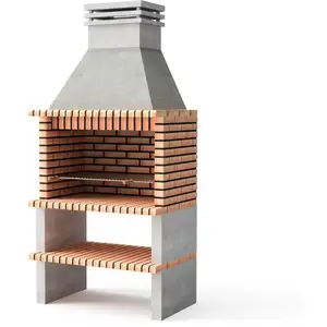 MAESTRO FERRETERO Barbecue préfabriqué pour bois de chauffage et charbon de bois Modèle Paellero Calpe 105 (Gris, Orange - 810 x 120 x 70 cm) ref : 3920 - Movelar pas cher