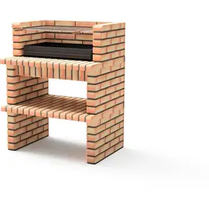 MAESTRO FERRETERO Barbecue Préfabriqué à Bois et Charbon Luxor Modèle Court (Gris, Orange - 420 x 93 x 70 cm) ref : 3518 - Movelar