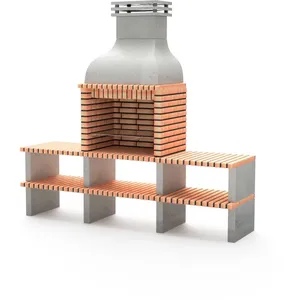 MAESTRO FERRETERO Barbecue préfabriqué à bois et charbon de bois modèle Altea (Gris, Orange - 935 x 268 x 70 cm) ref : M00631 - Movelar