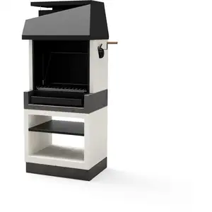 MAESTRO FERRETERO Barbecue de Construction à Bois et Charbon Modèle kitaway otte argentina (Gris/Blanc - 84 x 63 x 206 cm) - Tuozi pas cher