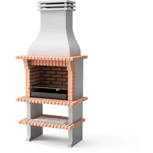 MAESTRO FERRETERO Movelar - Barbecue préfabriqué à bois et charbon de bois Modèle Madeira Plus (Gris, Orange - 110 x 70 x 250 cm) ref : 3719 - Utilisation Extérieure
