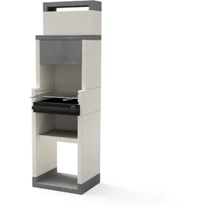 MAESTRO FERRETERO TUOZI - Barbecue à Charbon Modèle VENIT flex hotte (Gris/Blanc - 59 x 47 x 197 cm)