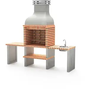 Barbecue préfabriqué à bois et charbon de bois modèle Altea (Gris, Ora... pas cher