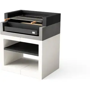 MAESTRO FERRETERO Tuozi - Barbecue de Construction à Bois et Charbon Modèle kitaway grill (Gris/Blanc - 84 x 63 x 101 cm)