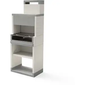 MAESTRO FERRETERO TUOZI - Barbecue de Construction à Bois et Charbon Modèle VENIT FLEX PLUS HOTTE (INOX) [F] (Gris/Blanc - 78 x 47 x 197 cm) pas cher