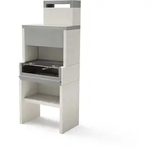 MAESTRO FERRETERO Tuozi - Barbecue de Construction à Bois et Charbon Modèle venit flex plus hotte (inox) (Gris/Blanc - 78 x 47 x 185 cm)