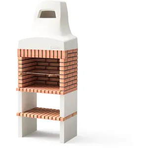 MAESTRO FERRETERO Movelar - Barbecue préfabriqué à bois et charbon de bois Modèle Nazca 70 (Blanc, Orange - 580 x 86,5 x 58 cm) ref : M00494