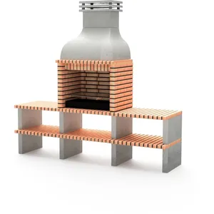Barbecue préfabriqué à bois et charbon de bois Modèle Altea Plus (Gris...