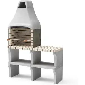 MAESTRO FERRETERO Movelar - Barbecue préfabriqué pour bois de chauffage et charbon de bois Modèle New Iberia Plus xl support latéral évier et robinet (Beige - 128 x 47 pas cher