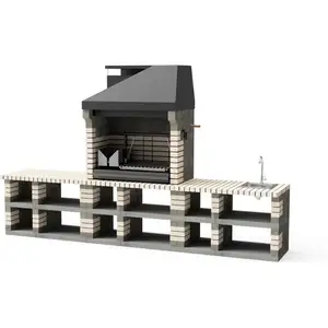 MAESTRO FERRETERO MOVELAR - Barbecue préfabriqué à bois et charbon de bois Modèle PACK 1 PAN AMERICA BEIGE ( 360 x 70 x 220 cm) REF : M00380 - Utilisation Extérieure pas cher