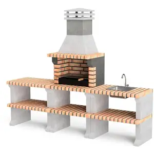 Movelar - Barbecue préfabriqué à bois et charbon de bois Modèle Pack 1...