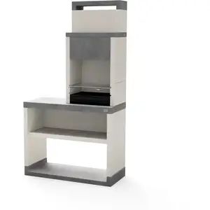 MAESTRO FERRETERO Tuozi - Barbecue à Charbon Modèle plan 2 (Gris/Blanc - 110 x 47 x 206 cm)