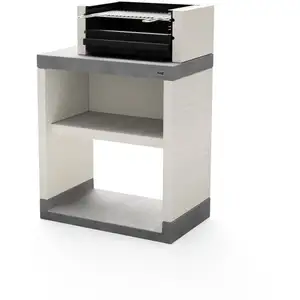 MAESTRO FERRETERO Tuozi - Barbecue de Construction à Bois et Charbon Modèle plan 1 (Gris/Blanc - 78 x 47 x 113 cm)