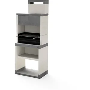 MAESTRO FERRETERO Tuozi - Barbecue de Construction à Bois et Charbon Modèle plan 1 max (Gris/Blanc - 78 x 47 x 203 cm)