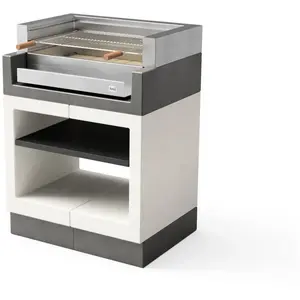 MAESTRO FERRETERO Tuozi - Barbecue de Construction à Bois et Charbon Modèle kitaway grill inox (Gris/Blanc - 84 x 63 x 115 cm) pas cher