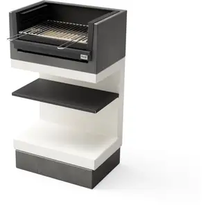 MAESTRO FERRETERO Barbecue de Construction à Bois et Charbon Modèle kitaway mini grill (Gris/Blanc - 63 x 41,5 x 110 cm) - Tuozi