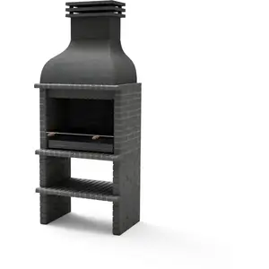 MAESTRO FERRETERO Movelar - Barbecue Préfabriqué à Bois et Charbon Modèle bbq benhaddou plus avec Grill (Gris Foncé - 100 x 70 x 262 cm) ref : M01030 - Usage Extérieur