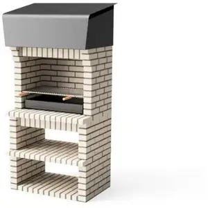 MAESTRO FERRETERO MOVELAR - Barbecue préfabriqué à bois et charbon de bois Modèle VOLTERRA (Gris / Beige - 94 x 70 x 213 cm) REF : M00925 - Usage Extérieur