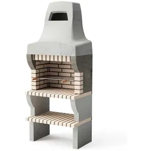 Barbecue préfabriqué à bois et charbon de bois Modèle Bailen Plus (Beige - 86,5 x 58 x 220 cm) ref : 8887 - Usage Extérieur - Movelar