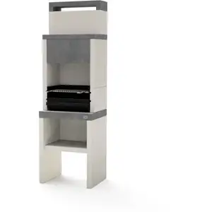 MAESTRO FERRETERO Tuozi - Barbecue de Construction à Bois et Charbon Modèle plan 0 max (Gris/Blanc - 59 x 47 x 192 cm)