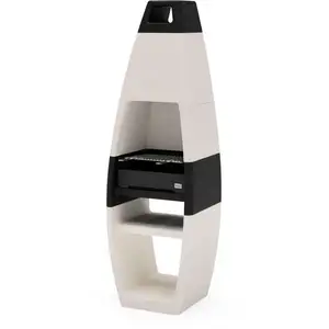 MAESTRO FERRETERO Tuozi - Barbecue de chantier à bois et charbon de bois Modèle ego complete (Noir blanc - 60 x 47 x 195 cm)