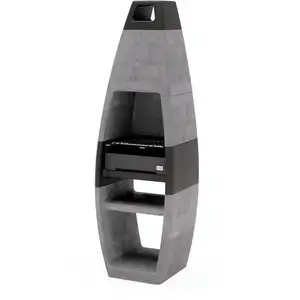 MAESTRO FERRETERO Tuozi - Barbecue de chantier à bois et charbon de bois Modèle ego complete (Gris noir - 60 x 47 x 195 cm)