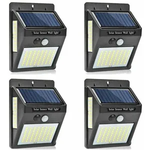 ENSOLEILLE Lampe Solaire Extérieur, [ 4 pièces 100 led ] Lumière Solaire Etanche éclairage Solaire avec Détecteur de Mouvement Lampe de Sécurité sans Fil lampe