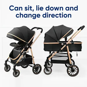 YSINOBEAR Poussette bébé 3 en 1, portable, pliable, amortisseur à quat... pas cher