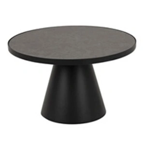 EMOB Table basse Sarina a un diamètre de 65 cm et une hauteur de 40 cm. Fabriqué en métal avec un plateau en céramique. pas cher